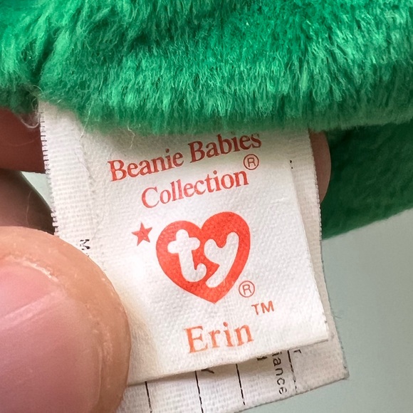 RARE RETIRED VINTAGE TY BEANIE BABY 1997 erin bear saint patricks day - Picture 5 of 5
